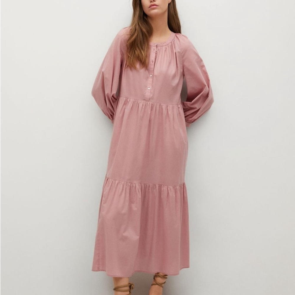 Mango Pink Long Sleeve Dress